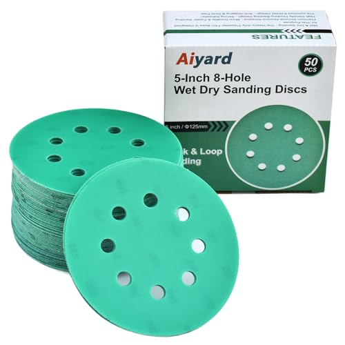 5-Inch 8-Hole Wet Dry Sanding Discs 800 Grit Sandpaper, 50-Pack - style: 800 Grit, 50 Pack