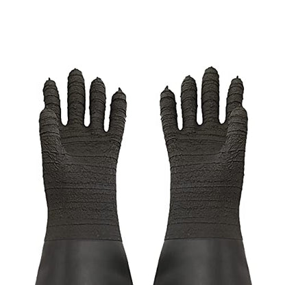 Heavy Duty Sandblasting Gloves Rubber Gloves for Sandblaster Protective Safety Work Black Striped Glove - color: Black 24.8" Gloves