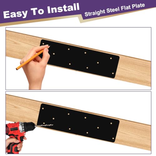 2 Pcs 16"x5"Straight Steel Flat Plate,Heavy Duty Mending Plate Joining Brackets, I Shape Strap Metal Plate Fit 4x4,6x6 for Repair House,Furniture,Pavilion,Truss framing - style: I Shape(15.7"x15.7"x5")