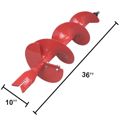 THUNDERBAY 10 Inch Diameter 36 Inch Long Single Sprial Earth Auger Bit with Fishtail Point Drill Bit and The Patent Shock Spring - color: w/ Patent Shock Spring, size: 10-Inch Diameter