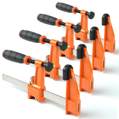 Bar Clamps for Woodworking, 4 Pack 6 Inch F Clamp Set, Quick Release - color: Orange