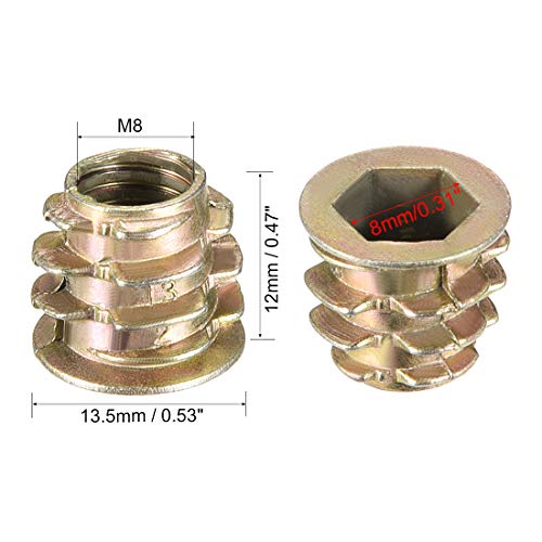 uxcell Furniture Threaded Insert Nuts Zinc Alloy M8 Internal Threads 12mm Length 20pcs - size: M8x12mm