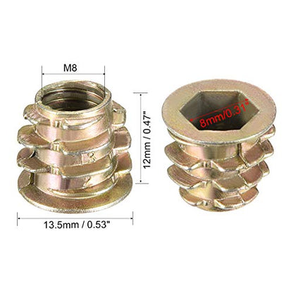 uxcell Furniture Threaded Insert Nuts Zinc Alloy M8 Internal Threads 12mm Length 20pcs - size: M8x12mm