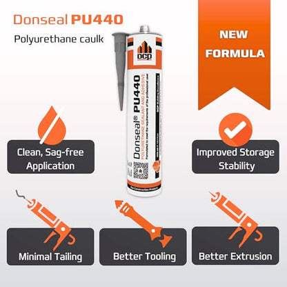 DCP Donseal PU440 Polyurethane Concrete Sealant 2 Pack– Non-Sag Concrete Caulk for Joints, Walls, Sidewalk, and Foundation, 10.1 fl. oz. Cartridge – Grey - color: Grey