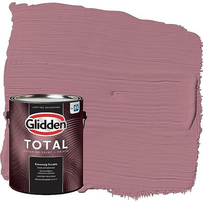 Glidden Total Exterior Paint & Primer All-in-One, Mauve Madness/Purple, Flat, 1 Gallon - color: Mauve Madness, size: 128 Fl Oz (Pack of 1)