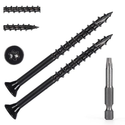 Wood Screws #10 x 2-1/2’’, T25 Star Torx Drive Flat Head Deck Screws, Black, 79Pcs (1lb) - color: Black, size: 10X2-1/2’’