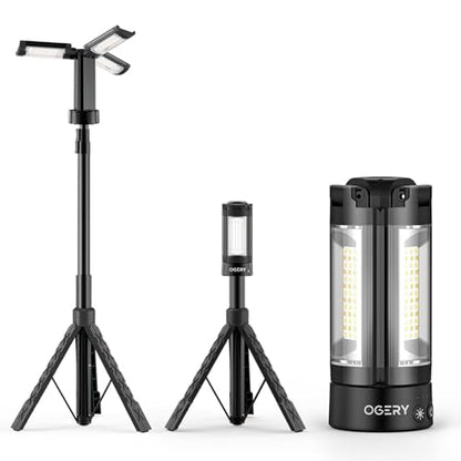 OGERY Rechargeable 10000mAh Camping Light with Stand - color: Black
