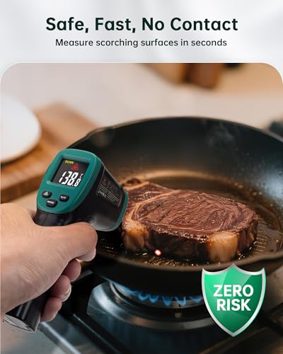 ERICKHILL ROOKMAX Infrared Thermometer Gun, Non-Contact Laser, Adjustable Emissivity, Color LCD, -58°F to 1472°F (-50°C to 800°C), for HVAC, Cooking & BBQ, Automotive, Freezer - Dark Green - color: Color LCD