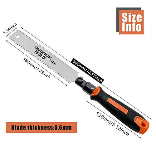 Japanese Hand Saw, 7 Inch Flush Cut Saw Double Edge Sided Pull Saw for Woodworking (Orange)