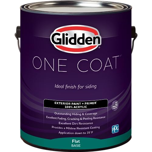 Glidden One Coat 5 gal. Antique Parchment/Beige Flat Exterior Paint with Primer - color: Antique Parchment, size: 640 Fl Oz (Pack of 1)