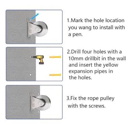 U Type Stainless Steel Groove Wheel Wall-Mounted Ceiling Lifting Pulley - size: 2 Pack U Type
