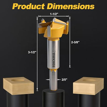 1-1/2" | 38mm Triple Flute Tungsten Carbide Forstner Drill Bit (Hex) - size: 1-1/2" | 38mm
