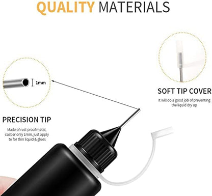 6 Pcs 1 Ounce Black Needle Glue Bottle,