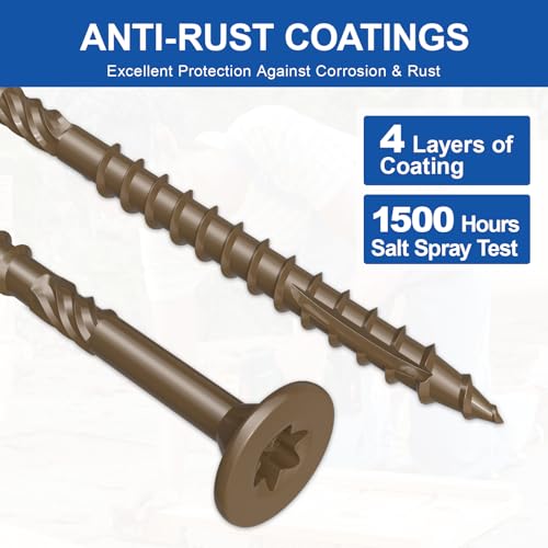 #10 x 4” Deck Screws, 108Pcs Star Drive Wood Screws - color: Brown, size: 4 Inch