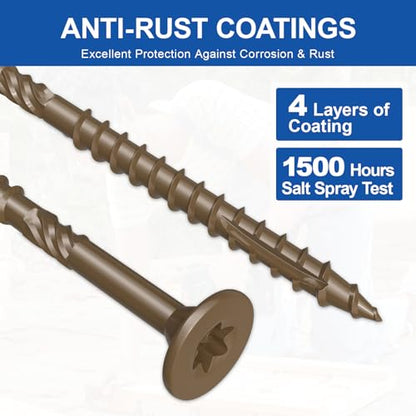#10 x 4” Deck Screws, 108Pcs Star Drive Wood Screws - color: Brown, size: 4 Inch