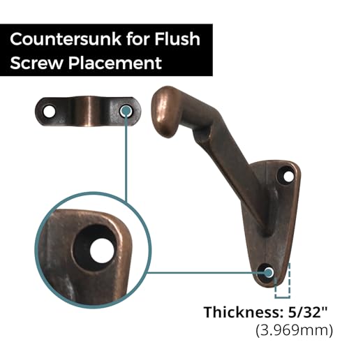 Handrail Bracket Heavy Duty Wall Mounted Antique Bronze V Style, 3 Pack | HOWTOOL - color: Antique Bronze