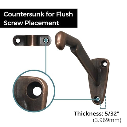 Handrail Bracket Heavy Duty Wall Mounted Antique Bronze V Style, 3 Pack | HOWTOOL - color: Antique Bronze