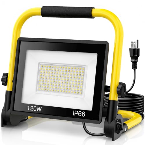 14500LM LED Work Light, 120W Portable Work Light, IP66 Waterproof - color: Pale Yellow