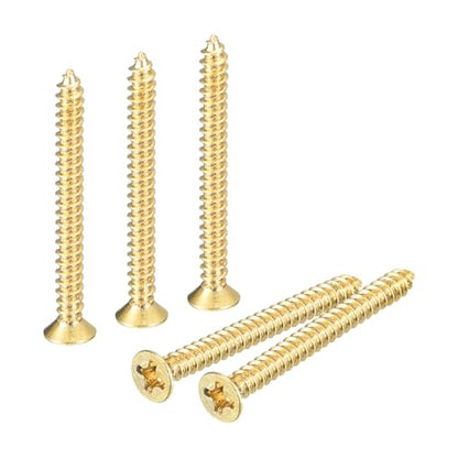 uxcell 20Pcs Brass Wood Screws, M3 x 30mm Phillips Flat Head Self Tapping Screw Woodworking Screw for Door Hinges, Wooden Furniture, Home Appliances - size: M3 x 30mm