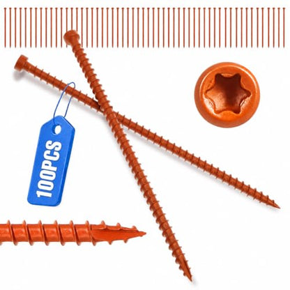 100Pcs Truss Screws, 6 Inch Structural Screws for Truss Rafter to Plate and Stud to Plate Connections, Clear Zinc with Orange Topcoat - color: Orange