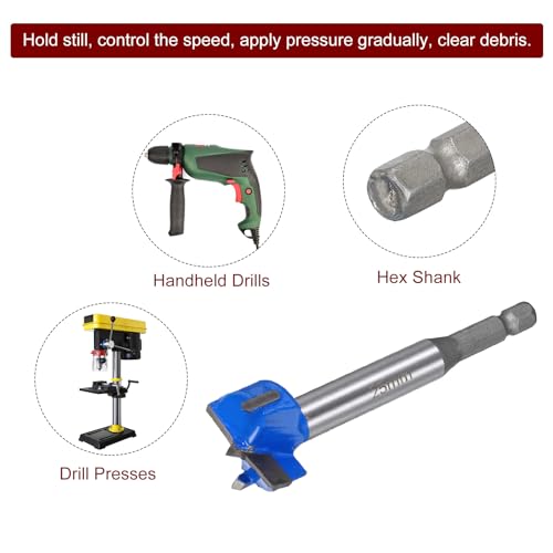 uxcell Forstner Drill Bits 25mm, Tungsten Carbide Wood Saw Auger Opener, Woodworking Hinge Hole Drilling Boring Bit Cutter (Blue, Gray) - size: 25mm