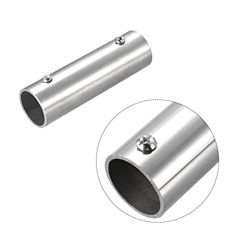 Generic Rail Pipe Fitting 2-Way 100mm Length 202 Stainless Steel Straight Connector Brushed for 25mm/1" OD Handrail Railing