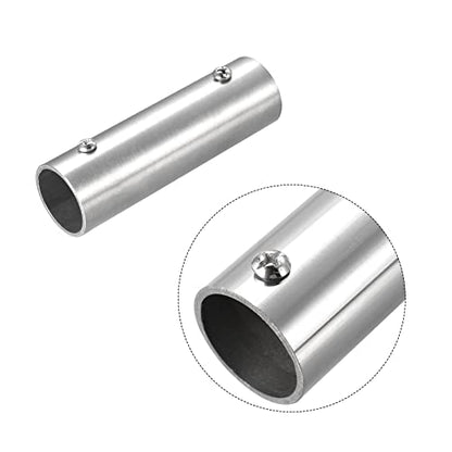 Generic Rail Pipe Fitting 2-Way 100mm Length 202 Stainless Steel Straight Connector Brushed for 25mm/1" OD Handrail Railing