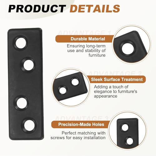 uxcell Flat Straight Brace Bracket Iron Shelf Support 2.36"x0.75" 12Pcs - color: Black, size: 2.36"x0.75"