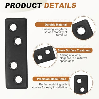 uxcell Flat Straight Brace Bracket Iron Shelf Support 2.36"x0.75" 12Pcs - color: Black, size: 2.36"x0.75"