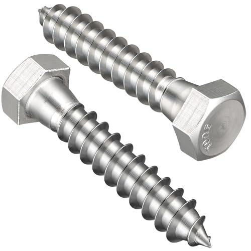 VGBUY 1/4" x 2" Hex Head Lag Screws 25Pcs, 304 Stainless Steel 18-8 Lag Bolts Wood Screws Heavy Duty Large Screws for TV Mounts, Deck, Boat Repair - size: 1/4x 2 (25pcs)
