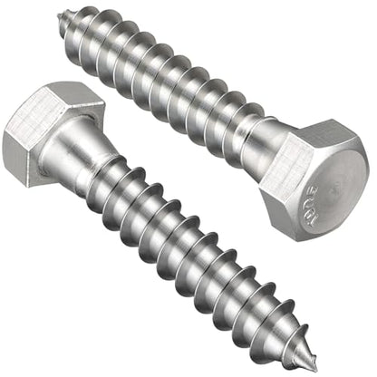 VGBUY 1/4" x 2" Hex Head Lag Screws 25Pcs, 304 Stainless Steel 18-8 Lag Bolts Wood Screws Heavy Duty Large Screws for TV Mounts, Deck, Boat Repair - size: 1/4x 2 (25pcs)