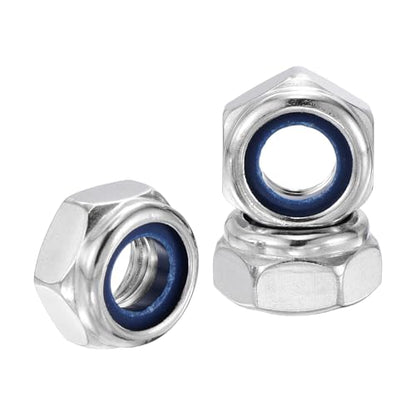 25Pcs M10-1.5 Nylon Locking Hex Nuts 304 StainlessSteel Silver - color: Silver, size: M10x1.5mm