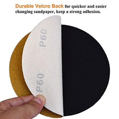 6-Inch No-Hole Hook and Loop Gold Sanding Discs 60-Grit, 100-Pack