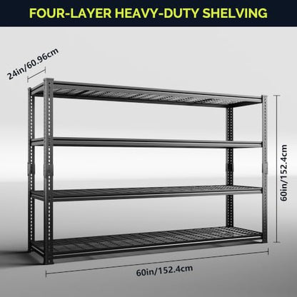 60" W Metal Storage Shelves, 2640lbs Heavy Duty Garage Rack - size: 60"W x 24''Dx 60"H