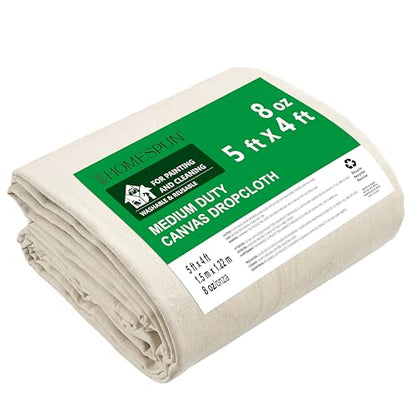 HOMESPUN Painters Thick Reusable Canvas Drop Cloth 5 x 4 ft - size: 5 ft x 4 ft