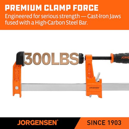 Jorgensen 2-Pack Steel Bar Clamp Set, Light Duty F-Clamp, 8-Inch & 12-Inch - size: 8 Inch & 12 Inch Light Duty