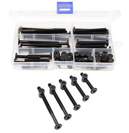 Dream on me, Delta, Graco, Fisher Crib Screws - M6-1.0 x 40/50/60/70/80mm Black Hex Socket Cap Bolts & Barrel Nuts Kit for Bed Frame & Bunk Bed