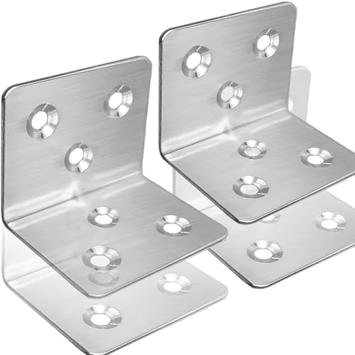 20Pcs Stainless Steel Angle Brackets 1.6"x1.6" Black L Brackets for Wood - style: Silver