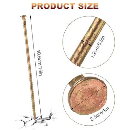 MIVIDE 12 Pack 16 Inch Gold Rebar Stakes, 1/2 Inch Diameter, Galvanized Steel Ground Anchors, Heavy Duty Metal Rebar Stakes for Speed Bumps, Garden Plants, Wheel, Wood, Tent