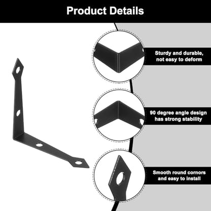 uxcell 4Pcs Decorative Corner Brackets, 2.9" x 2.9" x 0.6" l Bracket Metal - size: 2.9" x 2.9" x 0.6"