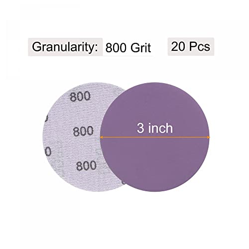 uxcell 20Pcs 3-Inch Purple Sanding Discs 800 Grits Hook and Loop Professional Aluminum Oxide Sand Paper Wet Dry Polish for Wood Metal Paint Finishing - style: 800 Grit