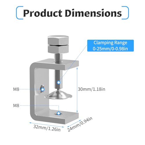 Heavy-Duty 4pcs 30mm B Small C-Clamp, Small Screw Clamp - size: 4Pcs 30mm B