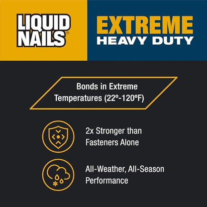 Liquid Nails Extreme Heavy Duty 28 oz. White Latex-Based Construction Adhesive, 12 Pack - color: White, size: 28 Ounce (Pack of 12), style: Extreme Heavy Duty