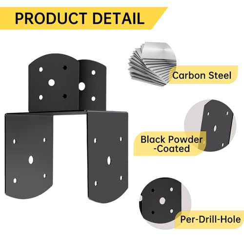 4 Pcs 4"x 6" Deck Post Caps Tie Brackets|Ineer Size (P6x6-B(4x4/4x6)) - size: 4"x 6" - 4 Pieces, style: Deck Post Caps Tie Brackets