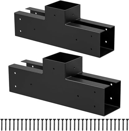 4x4 Pergola Brackets Kit, 3-Way T Shape, 3.58 x 3.58 in, 2 Pack - color: T-shape 3-Way--2Pack