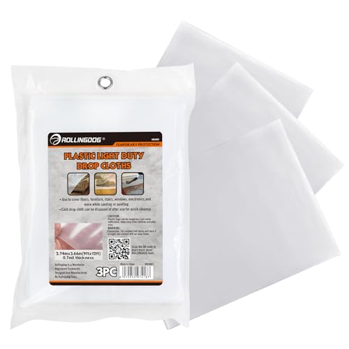 ROLLINGDOG 3 Pack Plastic Drop Cloths 12' x 9' - color: 3 pc