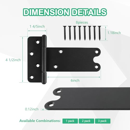 6“ Gate Hinges,280 Lbs Capacity, Matte Black,2 Pack Heavy Duty Hinge - size: 6“-2 pcs-U-Matte Black