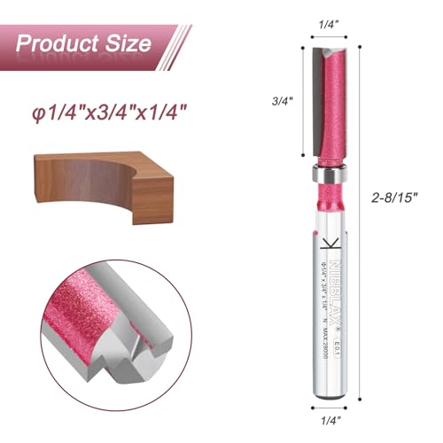 2-Flute Top Bearing Flush Trim Bit 1/4" Shank 1/4" Dia 3/4" Cut Length - size: 1/4"Dia x 3/4", style: Top Bearing