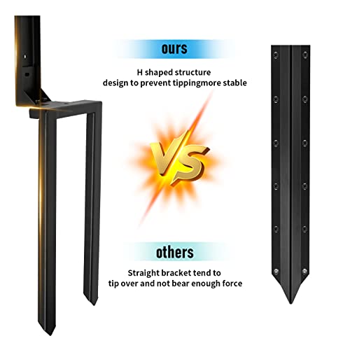Heavy Duty Steel Fence Post Repair Stakes, 2 Pcs Fence Post Anchor Double Ground Spike for Repair Tilted/Broken Wood Fence Post