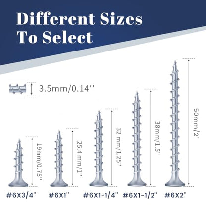 Mellewell #6 x 1-1/4" Zinc Plated Coarse Thread Sharp Point Self Tapping Drywall Screws, #2 Phillips Bugle Head Wood Screw for Dry Wall Sheetrock Wood, Drive Bit Included, 1 LB - color: Zinc, size: #6 x 1-1/4"